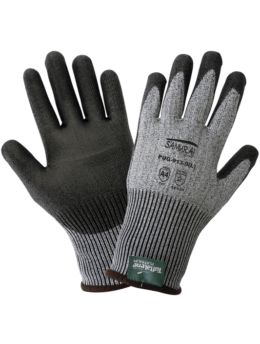 Samurai Glove® Cut Resistant, Salt-and-Pepper 13-Gauge Tuffalene® Platinum Polyurethane Coated Gloves - PUG-913