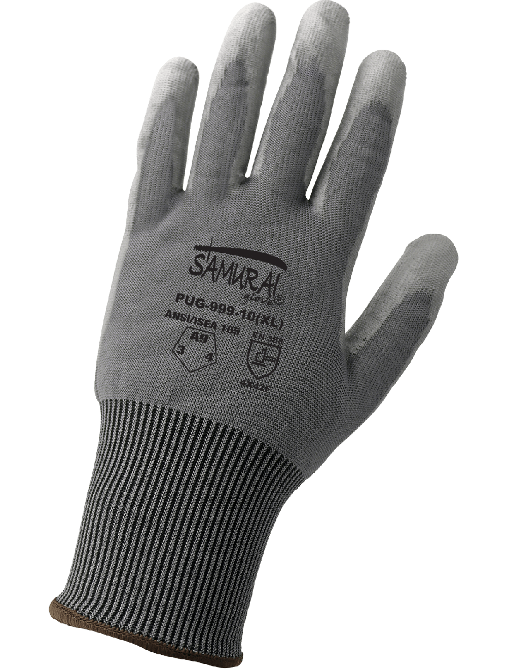 Samurai Glove® Smooth Polyurethane-Coated Seamless Gray Tuffalene® UHMWPE Cut, Abrasion, and Puncture Resistant Gloves - PUG-999