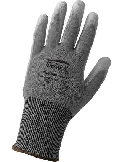 Samurai Glove® Smooth Polyurethane-Coated Seamless Gray Tuffalene® UHMWPE Cut, Abrasion, and Puncture Resistant Gloves - PUG-999