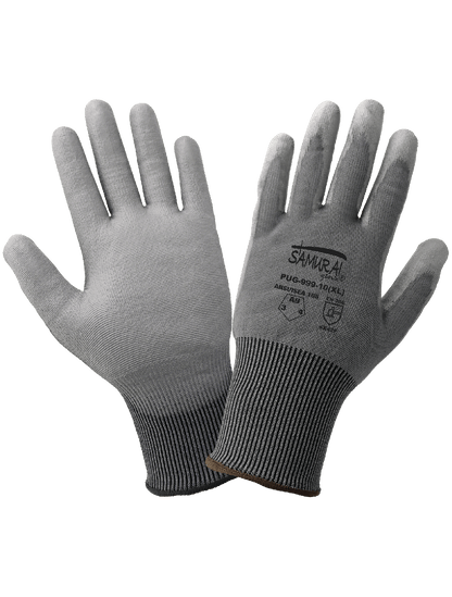 Samurai Glove® Smooth Polyurethane-Coated Seamless Gray Tuffalene® UHMWPE Cut, Abrasion, and Puncture Resistant Gloves - PUG-999