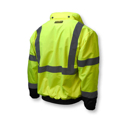 Radians Hi-Vis Green/Black SJ210B Three-in-One Deluxe High Visibility Bomber Jacket