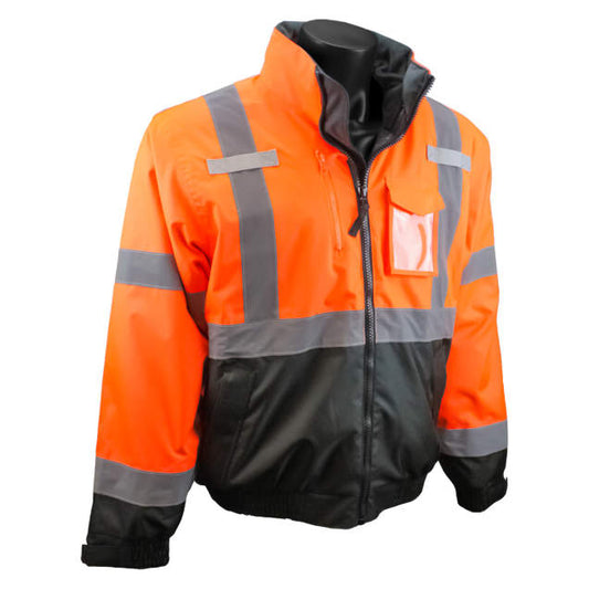 Radians Hi-Vis Orange/Black SJ210B Three-in-One Deluxe High Visibility Bomber Jacket