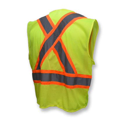 Radians Hi-Vis Green SV22X Economy Mesh X-Back Type R Class 2 Safety Vest with Two-Tone Trim