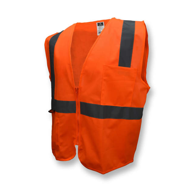 Radians Hi-Vis Orange SV2Z Economy Type R Class 2 Solid Safety Vest with Zipper