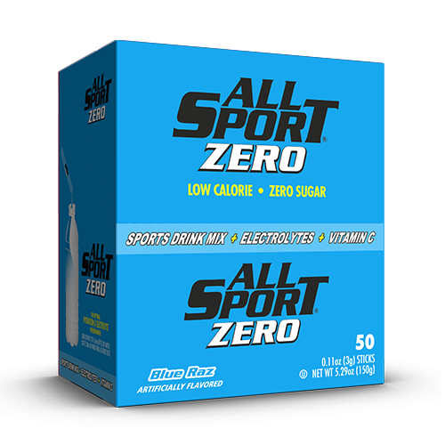 All Sport .11 Ounce Blue Raz Flavor ZERO Electrolyte Powder Mix Stick Sugar Free/Low Calorie Electrolyte Drink (50 Per Box)