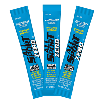 All Sport .11 Ounce Blue Raz Flavor ZERO Electrolyte Powder Mix Stick Sugar Free/Low Calorie Electrolyte Drink (50 Per Box)