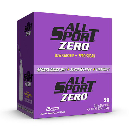 All Sport .11 Ounce Grape Flavor ZERO Electrolyte Powder Mix Stick Sugar Free/Low Calorie Electrolyte Drink (50 Per Box)