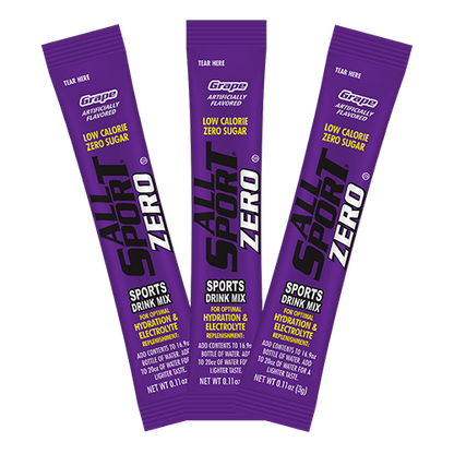 All Sport .11 Ounce Grape Flavor ZERO Electrolyte Powder Mix Stick Sugar Free/Low Calorie Electrolyte Drink (50 Per Box)