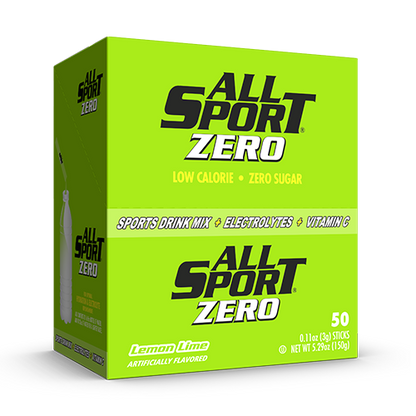 All Sport .11 Ounce Lemon Lime Flavor ZERO Electrolyte Powder Mix Stick Sugar Free/Low Calorie Electrolyte Drink (50 Per Box)