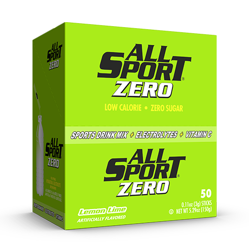 All Sport .11 Ounce Lemon Lime Flavor ZERO Electrolyte Powder Mix Stick Sugar Free/Low Calorie Electrolyte Drink (50 Per Box)