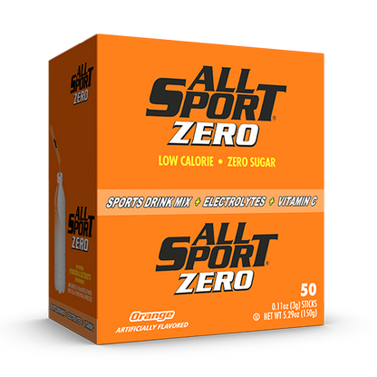 All Sport .11 Ounce Orange Flavor ZERO Electrolyte Powder Mix Stick Sugar Free/Low Calorie Electrolyte Drink (50 Per Box)