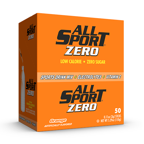 All Sport .11 Ounce Orange Flavor ZERO Electrolyte Powder Mix Stick Sugar Free/Low Calorie Electrolyte Drink (50 Per Box)