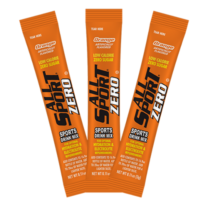 All Sport .11 Ounce Orange Flavor ZERO Electrolyte Powder Mix Stick Sugar Free/Low Calorie Electrolyte Drink (50 Per Box)