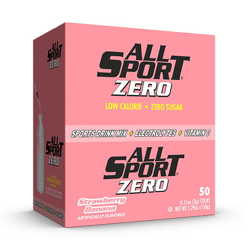 All Sport .11 Ounce Strawberry Banana Flavor ZERO Electrolyte Powder Mix Stick Sugar Free/Low Calorie Electrolyte Drink (50 Per Box)