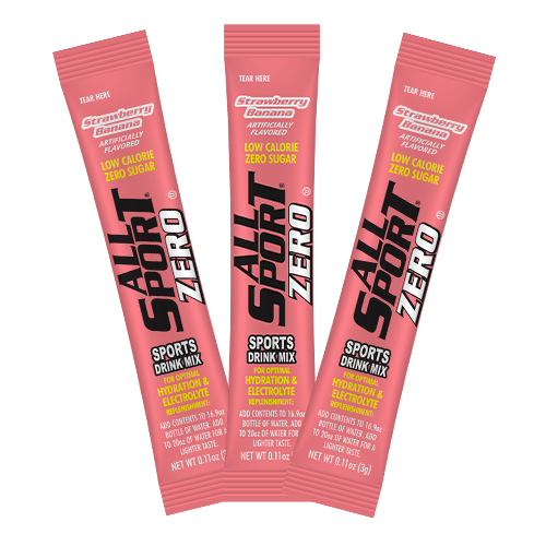 All Sport .11 Ounce Strawberry Banana Flavor ZERO Electrolyte Powder Mix Stick Sugar Free/Low Calorie Electrolyte Drink (50 Per Box)