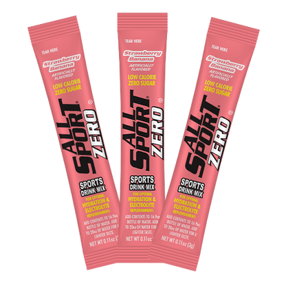 All Sport .11 Ounce Strawberry Banana Flavor ZERO Electrolyte Powder Mix Stick Sugar Free/Low Calorie Electrolyte Drink (50 Per Box)